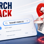 Travel-now.cc search hijack shown in a browser search settings panel.