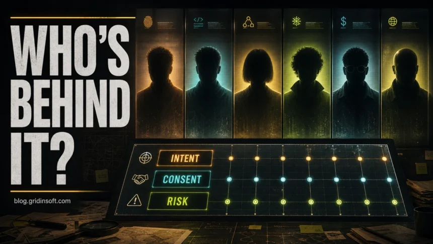 Types of hackers shown as a suspect lineup with intent, consent, and risk labels.