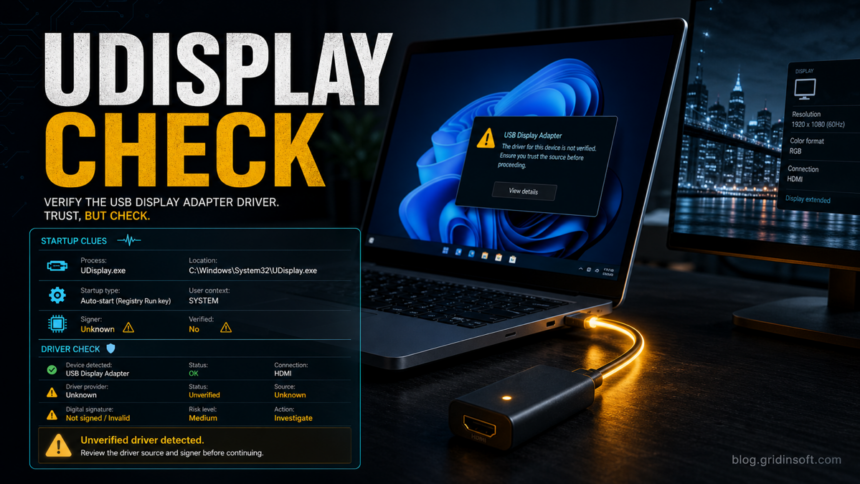 USB display adapter driver safety check on Windows.