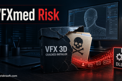 Cracked VFX software package with a DLL warning trail, illustrating VFXmed download risk.