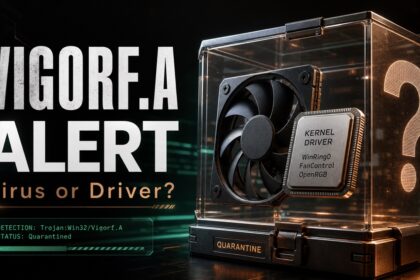 Trojan:Win32/Vigorf.A alert shown as a quarantined driver question.