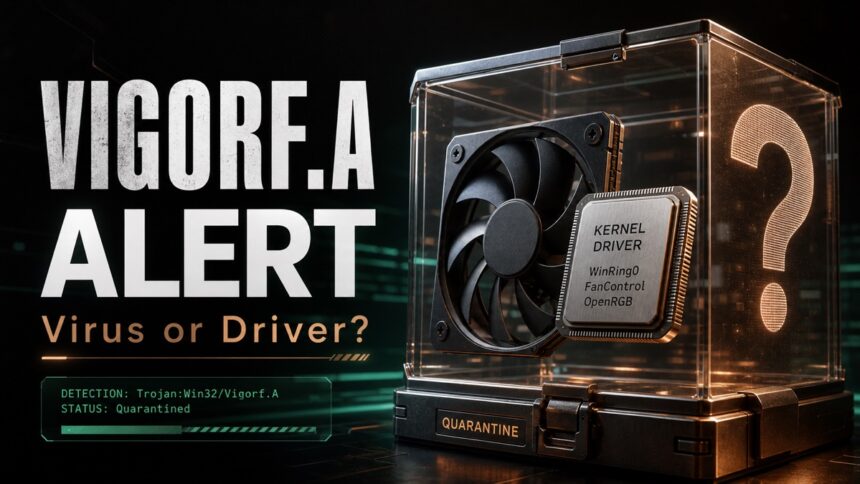 Trojan:Win32/Vigorf.A: FanControl, WinRing0, False Positive, Removal 1 Trojan:Win32/Vigorf.A alert shown as a quarantined driver question.
