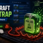 Editorial image showing a malicious Minecraft mod JAR trap for WeedHack malware.