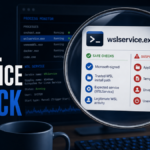 Editorial poster showing wslservice.exe process checks and suspicious path signals.