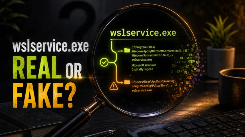 wslservice.exe real or fake process path check with AppData warning