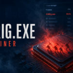 XMRig.exe CPU miner shown overheating a processor in Task Manager.