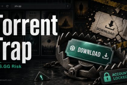 YTS.GG scam risk poster showing a torrent download trap.