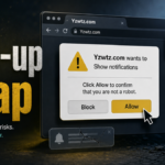 Yzwtz.com pop-up trap showing a fake notification prompt.
