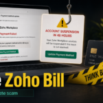 Fake Zoho billing notice pressuring a user to update payment details.