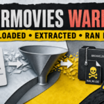 A movie download turning into a suspicious archive and executable warning.
