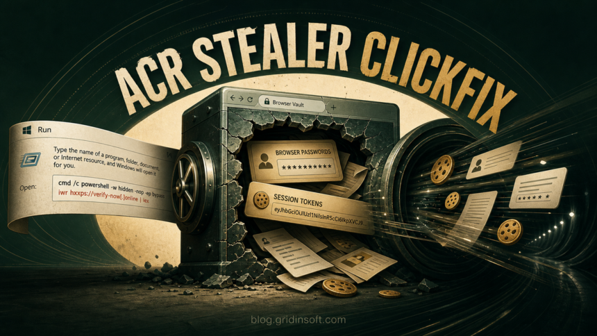 ACR Stealer ClickFix Attacks: What to Check After Running the Command 1 ACR Stealer ClickFix attack pulling browser passwords and session tokens from a compromised Windows PC.