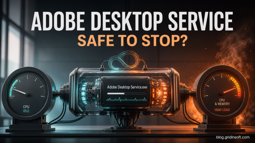 Adobe Desktop Service.exe between idle and high CPU and memory gauges