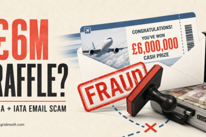 Fake £6 million ANA and IATA raffle email stopped by a fraud warning.