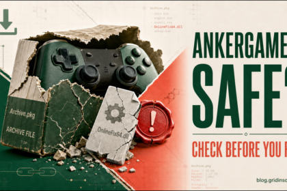 Cracked game archive exposing OnlineFix64.dll beside the question AnkerGames: Safe?