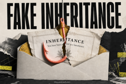 Fake inheritance letter caught on a hook with the words Fake Inheritance.
