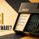 Open MSI installer package showing a trusted checklist beside a hidden malware hook