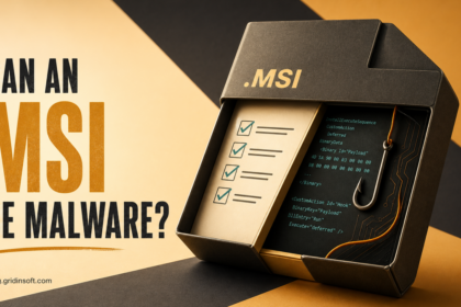 Open MSI installer package showing a trusted checklist beside a hidden malware hook