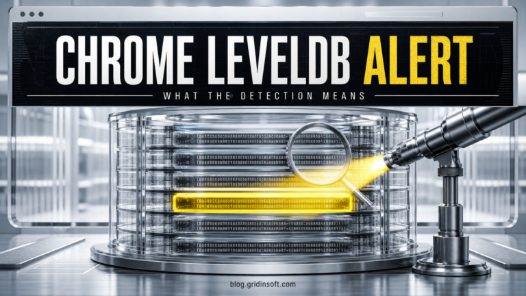 Antivirus detection highlighting a suspicious record in Chrome LevelDB storage