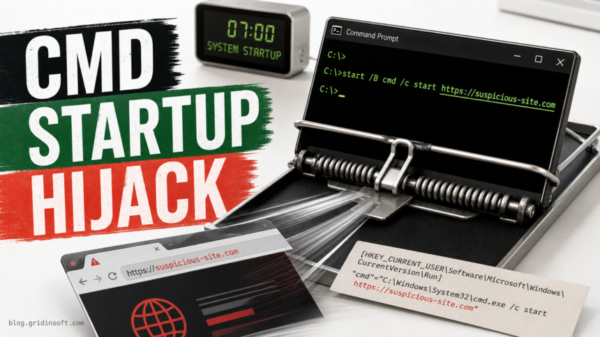 CMD Opens a Website on Startup: Remove the Startup Hijack 1 Command Prompt startup hijack opening a suspicious website through cmd.exe