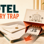 Hotel booking inquiry hiding a JavaScript download trap in a purchase-order preview.
