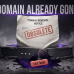 A fake domain renewal notice demanding payment for a domain that is already gone.