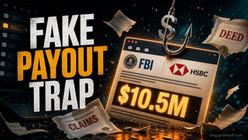 Fake FBI and HSBC payout email caught on a phishing hook with a $10.5 million promise.
