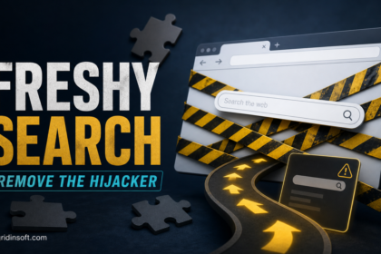Freshy Search browser hijacker blocking a browser search page.
