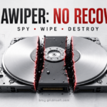 GigaWiper Windows backdoor splitting a hard drive to represent permanent disk wiping.