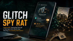 Android phone warning about Glitch SPY RAT abusing Accessibility permissions
