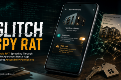 Android phone warning about Glitch SPY RAT abusing Accessibility permissions