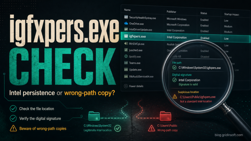 igfxpers.exe startup entry checked by file path and Intel signature