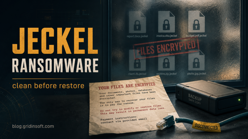 Jeckel ransomware encrypted files with a safe backup drive before restoration
