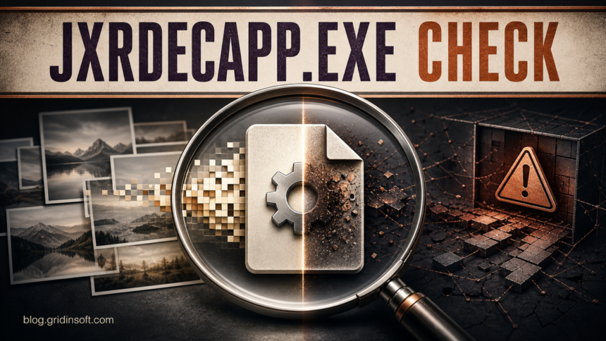 JxrDecApp.exe Virus Alert: Is the File Safe? 1 Magnifying glass checking whether JxrDecApp.exe is a legitimate image decoder or a suspicious file.