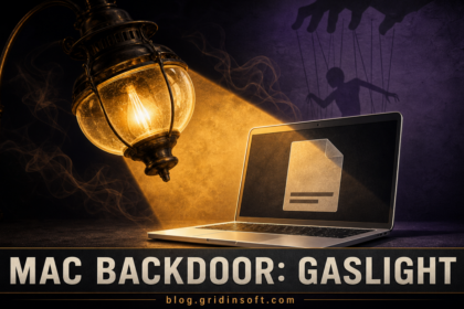Gas lamp shining on a Mac laptop to illustrate the macOS.Gaslight backdoor.