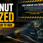 NetNut Popa botnet seizure warning with a smart TV box connected to a residential proxy map.