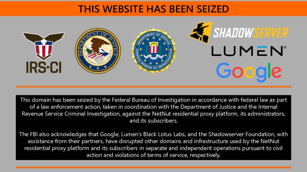 FBI Seizes NetNut/Popa Botnet: Check Your TV Box 2 FBI seizure notice displayed on the NetNut homepage on July 2, 2026