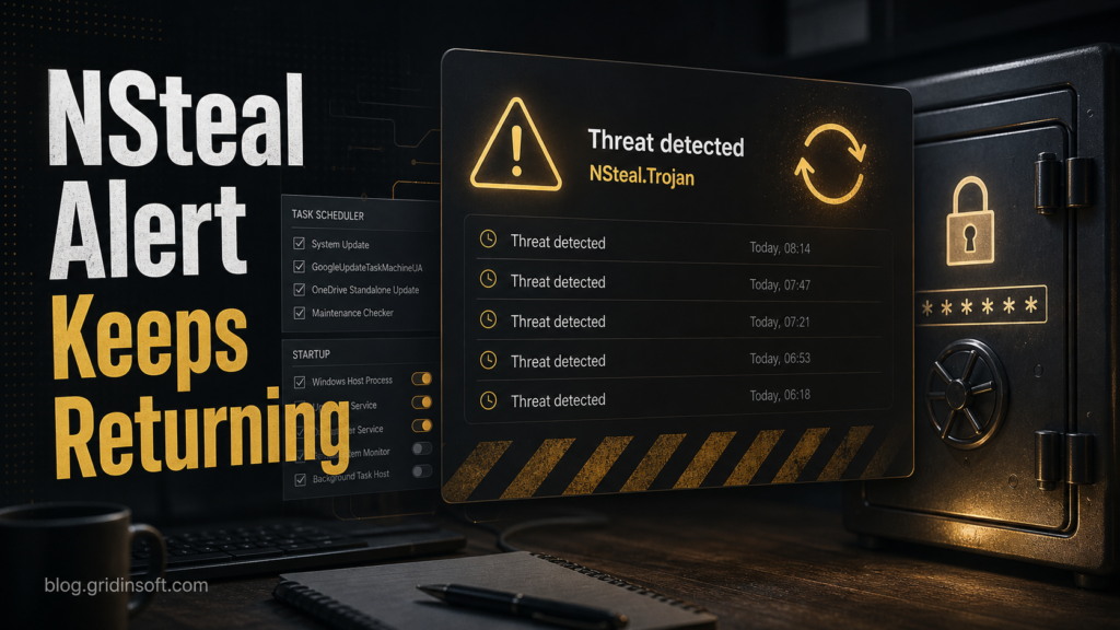 Recurring NSteal Defender alert on a Windows security screen