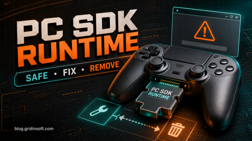 PlayStation PC SDK Runtime safety, repair, and removal decision shown with a game controller.