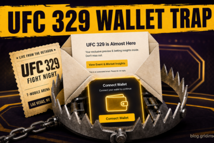 A fake UFC 329 event email closes a metal trap around a wallet connection prompt.
