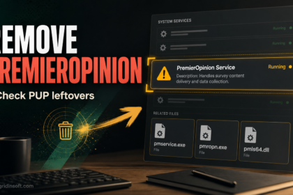 PremierOpinion removal checklist with pmservice.exe and PUP leftovers