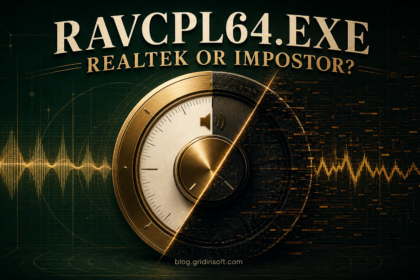 RAVCpl64.exe Realtek or impostor safety check with a split audio-control dial