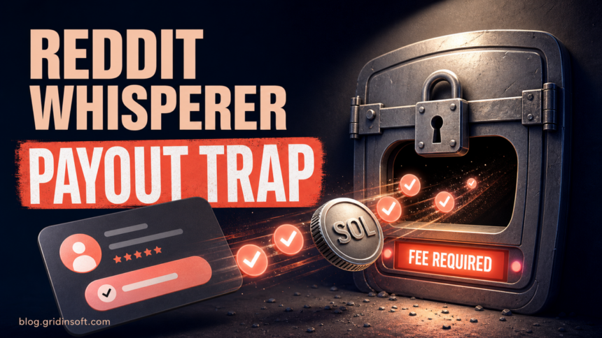 Reddit Whisperer payout trap locks SOL earnings behind a fee demand