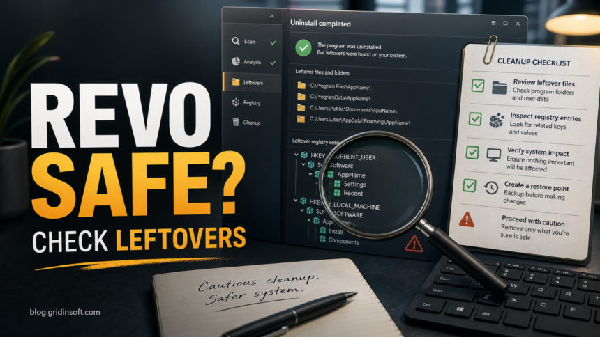 Revo Uninstaller safety check for leftover files and registry entries