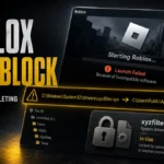 Roblox launch blocked by an incompatible software path with a warning to check the named file before deleting it.