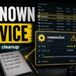 Unknown Windows service cleanup poster for ronewoSvc and ronewo.exe.