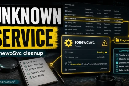 Unknown Windows service cleanup poster for ronewoSvc and ronewo.exe.