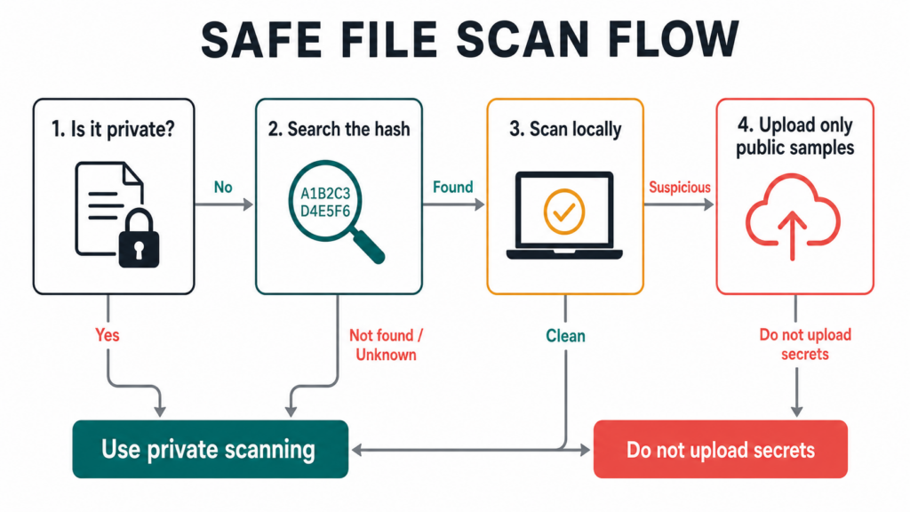Decision flow for safer file scanning choices.