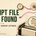 A Windows startup launcher pointing to a missing script file and triggering an error window.