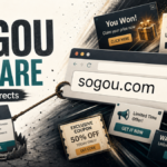 Sogou adware warning with browser redirects, intrusive pop-ups, and bundled installer settings.