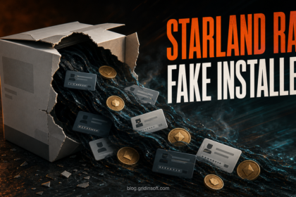 A fake installer tears open to reveal Starland RAT stealing credential cards and cryptocurrency data.